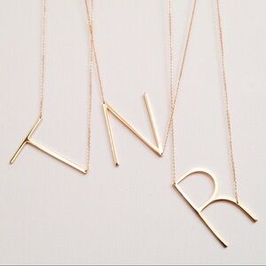 Boho Large Initial necklaces monogram gold silver
